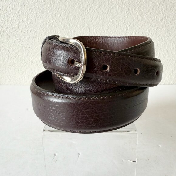 NEW Rod Patrick Mens Western Belt Dark Brown Smooth Ostrich Leather Size 46 - Picture 2 of 13